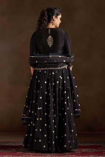 Almaari By Pooja Patel Oorvi Polka Dot Woven Sharara Set 