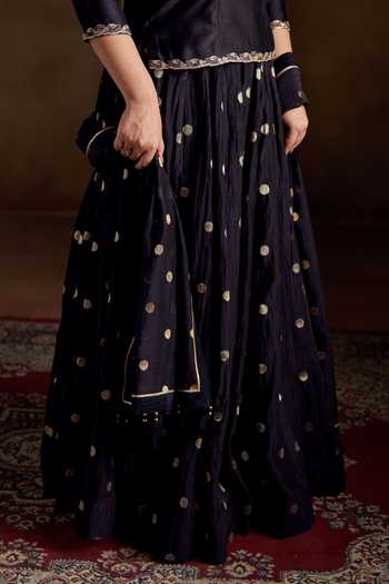 Buy Almaari By Pooja Patel Black Chanderi Square Neck, Yes Oorvi Polka Dot Woven Sharara Set Online at Aza Fashions Buy_Almaari By Pooja Patel_Black Chanderi Square Neck, Yes Oorvi Polka Dot Woven Sharara Set _Online_at_Aza_Fashions