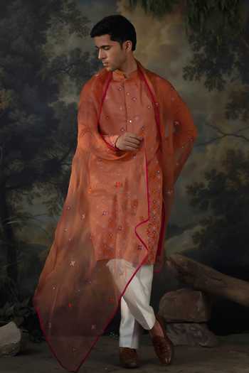 Buy Ayush Jain Orange , Cotton, , Gulmohar Embroidered Kurta Set Online at Aza Fashions Buy_Ayush Jain_Orange , Cotton, , Gulmohar Embroidered Kurta Set _Online_at_Aza_Fashions