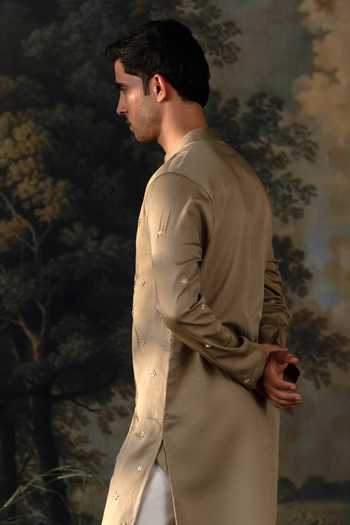 Ayush Jain Gardenia Embroidered Cotton Silk Kurta Set 