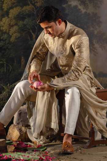 Buy Ayush Jain Olive Green Silk, Cotton, Organza Sabz Embroidered Sherwani Set Online at Aza Fashions Buy_Ayush Jain_Olive Green Silk, Cotton, Organza Sabz Embroidered Sherwani Set _Online_at_Aza_Fashions