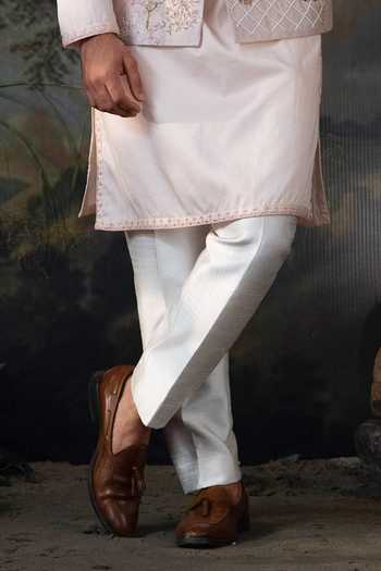 Ayush Jain Pink Silk, Cotton Gul Vatika Embroidered Nehru Jacket Set Online at Aza Fashions Ayush Jain_Pink Silk, Cotton Gul Vatika Embroidered Nehru Jacket Set _Online_at_Aza_Fashions