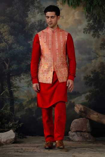 Ayush Jain Surya Hand Embroidered Nehru Jacket & Kurta Set 