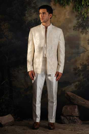 Ayush Jain Chandra Hand Embroidered Bandhgala Set 