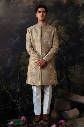 Ayush Jain Sabz Embroidered Achkan Set 