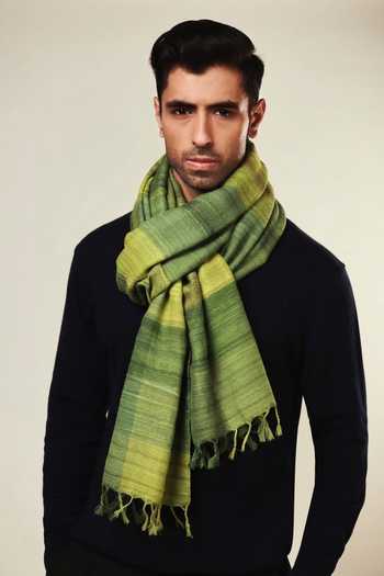 Aeshaane Green Stripe Pattern Scarf Online at Aza Fashions Aeshaane_Green Stripe Pattern Scarf _Online_at_Aza_Fashions