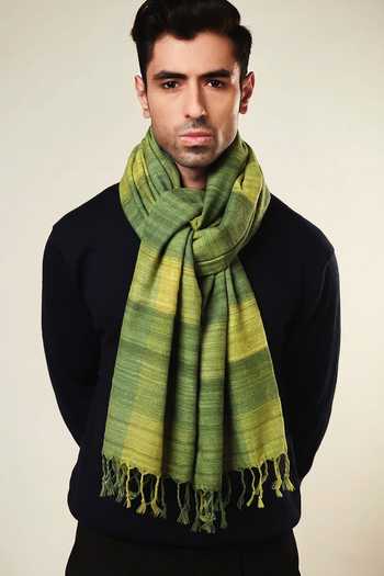 Buy Aeshaane Green Stripe Pattern Scarf Online at Aza Fashions Buy_Aeshaane_Green Stripe Pattern Scarf _Online_at_Aza_Fashions