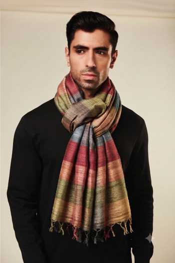 Buy Aeshaane Multi Color Tassels Stripe Woven Scarf Online at Aza Fashions Buy_Aeshaane_Multi Color Tassels Stripe Woven Scarf _Online_at_Aza_Fashions