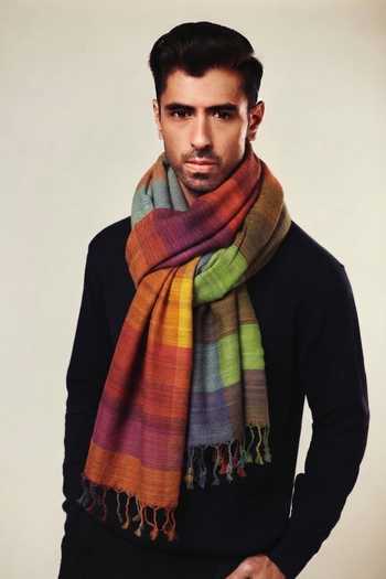 Aeshaane Multi Color Tassels, Fringe Stripe Woven Scarf Online at Aza Fashions Aeshaane_Multi Color Tassels, Fringe Stripe Woven Scarf _Online_at_Aza_Fashions