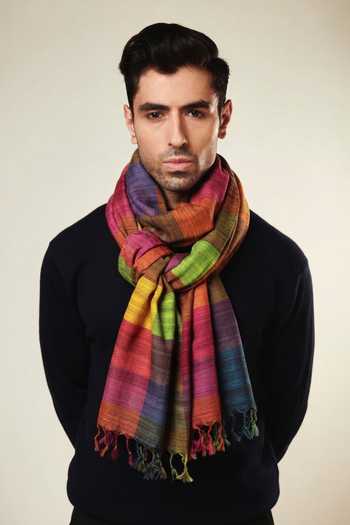 Buy Aeshaane Multi Color Tassels, Fringe Stripe Woven Scarf Online at Aza Fashions Buy_Aeshaane_Multi Color Tassels, Fringe Stripe Woven Scarf _Online_at_Aza_Fashions