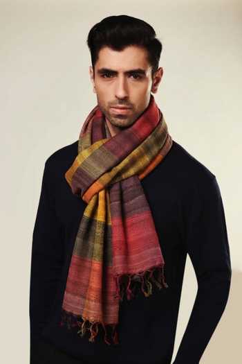 Aeshaane Multi Color Stripe Woven Scarf Online at Aza Fashions Aeshaane_Multi Color Stripe Woven Scarf _Online_at_Aza_Fashions