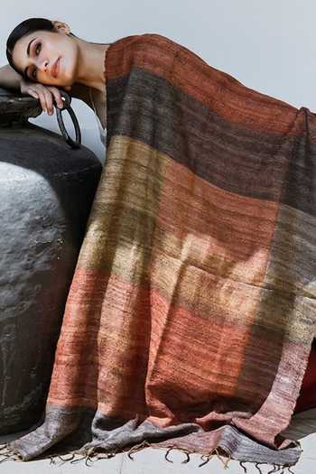 Aeshaane Multi Color Fringe Handwoven Textured Scarf Online at Aza Fashions Aeshaane_Multi Color Fringe Handwoven Textured Scarf _Online_at_Aza_Fashions