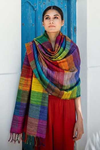 Aeshaane Colorblock Textured Scarf