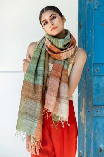 Aeshaane Multi Color Horizontal Stripe Pattern Scarf Online at Aza Fashions Aeshaane_Multi Color Horizontal Stripe Pattern Scarf _Online_at_Aza_Fashions