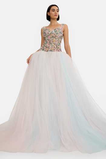 Gauri & Nainika Embellished Drop Waisted Gown 