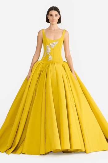 Gauri & Nainika Scallop Waisted Scoop Neck Gown 