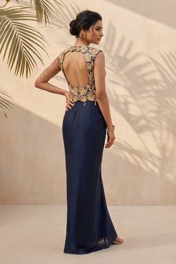 Aneesh Agarwaal Beryl Embroidered Top & Draped Skirt Set