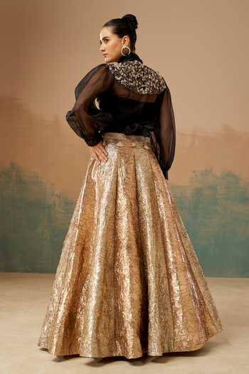 Aditi Somani Puff Sleeve Top & Skirt Set 