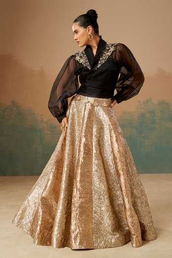 Aditi Somani Puff Sleeve Top & Skirt Set 