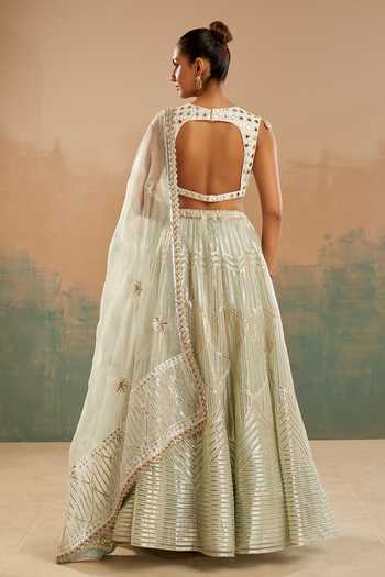Aditi Somani Mirror Work Stripe Gota Lehenga Set 