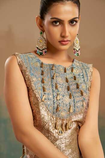 Aditi Somani Crush Gota Tissu & Velvet Corset & Sharara Set 