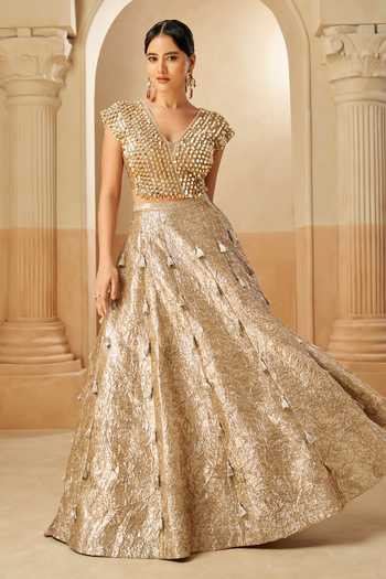 Aditi Somani Sequin Embellished Crush Gota Lehenga & Blouse Set 