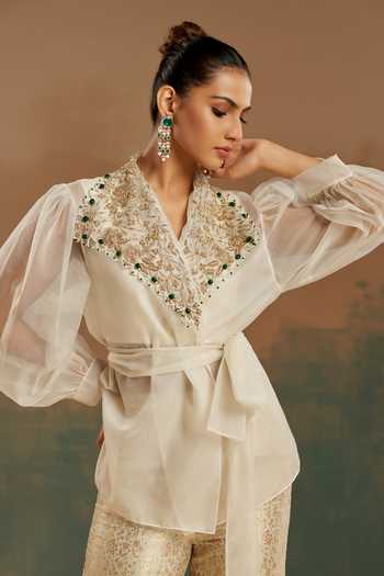 Aditi Somani Embroidered Shirt & Brocade Pant Set 