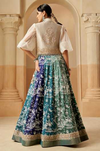 Aditi Somani Embroidered Panelled Skirt Set 