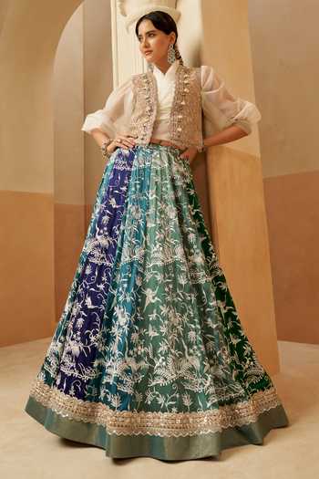 Aditi Somani Embroidered Panelled Skirt Set 