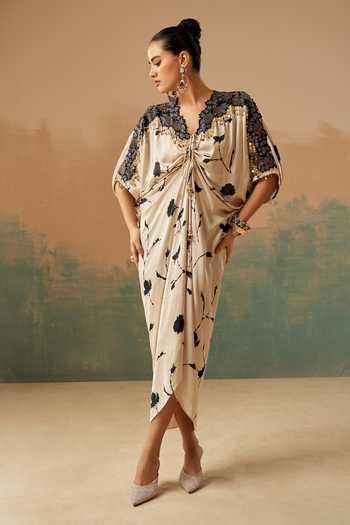 Aditi Somani Embroidered & Printed Midi Dress 