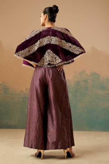 Aditi Somani Floral Woven Cape Pant Set 