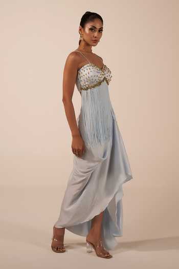 Jyoti Sachdev Iyer Hand Embellished Bralette & Draped Skirt Set