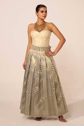 Jyoti Sachdev Iyer Illusion Print Skirt With Corset