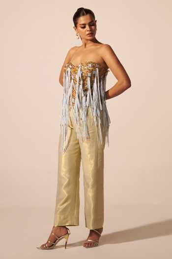 Jyoti Sachdev Iyer Gold Tissue Sequins Sweetheart Neck Embroidered Corset And Skirt Set Online at Aza Fashions Jyoti Sachdev Iyer_Gold Tissue Sequins Sweetheart Neck Embroidered Corset And Skirt Set _Online_at_Aza_Fashions