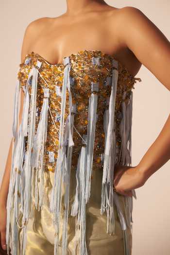 Shop Jyoti Sachdev Iyer Gold Tissue Sequins Sweetheart Neck Embroidered Corset And Skirt Set Online at Aza Fashions Shop_Jyoti Sachdev Iyer_Gold Tissue Sequins Sweetheart Neck Embroidered Corset And Skirt Set _Online_at_Aza_Fashions