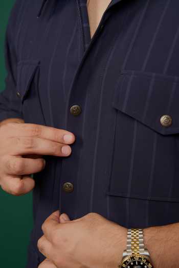 Buy Menero Blue Cotton Patch Pocket Shirt Online at Aza Fashions Buy_Menero_Blue Cotton Patch Pocket Shirt _Online_at_Aza_Fashions