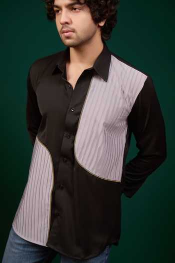 Buy Menero Black Crepe Pintuck Diagonal Detail Shirt Online at Aza Fashions Buy_Menero_Black Crepe Pintuck Diagonal Detail Shirt _Online_at_Aza_Fashions