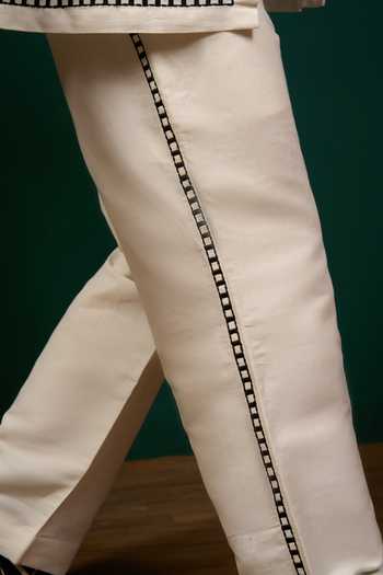 Shop Menero Off White Cotton, Linen Embroidered Shirt And Pant Set Online at Aza Fashions Shop_Menero_Off White Cotton, Linen Embroidered Shirt And Pant Set _Online_at_Aza_Fashions