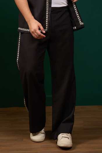 Menero Black Linen, Cotton Embroidered Shirt And Pant Set Online at Aza Fashions Menero_Black Linen, Cotton Embroidered Shirt And Pant Set _Online_at_Aza_Fashions