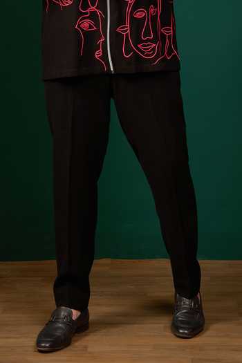 Menero Black Crepe, Lycra Embroidered Shirt And Pant Set Online at Aza Fashions Menero_Black Crepe, Lycra Embroidered Shirt And Pant Set _Online_at_Aza_Fashions