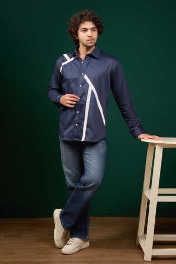 Menero Diagonal Stripe Pattern Shirt 