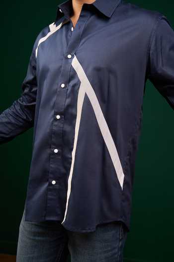 Buy Menero Blue Cotton Diagonal Stripe Pattern Shirt Online at Aza Fashions Buy_Menero_Blue Cotton Diagonal Stripe Pattern Shirt _Online_at_Aza_Fashions