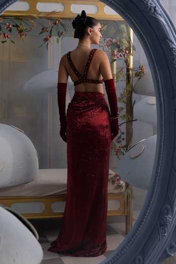 Payal & Zinal Isabela Embellished Bustier & Draped Skirt Set