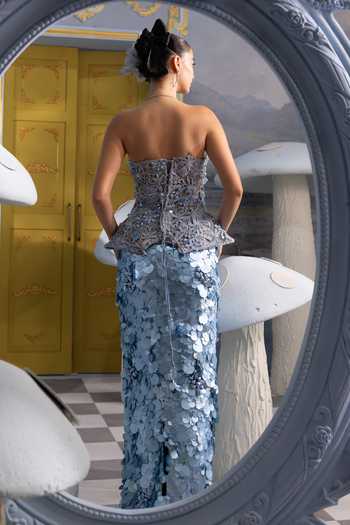 Payal & Zinal Opal Embellished Corset & Straight Skirt Set 