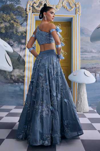 Payal & Zinal Wendy Floral Embellished Blouse & Skirt Set