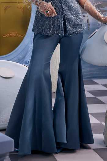 Buy Payal & Zinal Blue Silk, Organza, Satin Square Neck Stardust Embellished Blazer And Sharara Set Online at Aza Fashions Buy_Payal & Zinal_Blue Silk, Organza, Satin Square Neck Stardust Embellished Blazer And Sharara Set _Online_at_Aza_Fashions