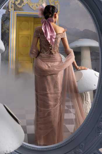 Payal & Zinal Erika Net Saree With Lace Corset 