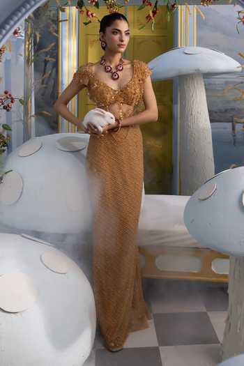 Buy Payal & Zinal Gold Organza, Satin Sweetheart Neck Erika Embellished Skirt And Blouse Set Online at Aza Fashions Buy_Payal & Zinal_Gold Organza, Satin Sweetheart Neck Erika Embellished Skirt And Blouse Set _Online_at_Aza_Fashions