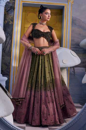 Payal & Zinal Luisa Ombre Embellished Skirt Set 