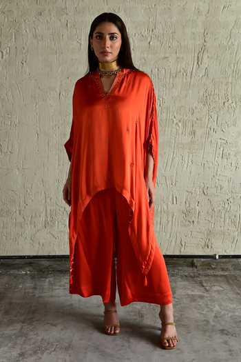 Shorshe Clothing Placement Embroidered Kaftan & Pant Set 